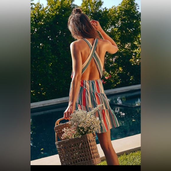 Sugar Lips Samba Striped Cross Back Halter Dress - Picture 3 of 5